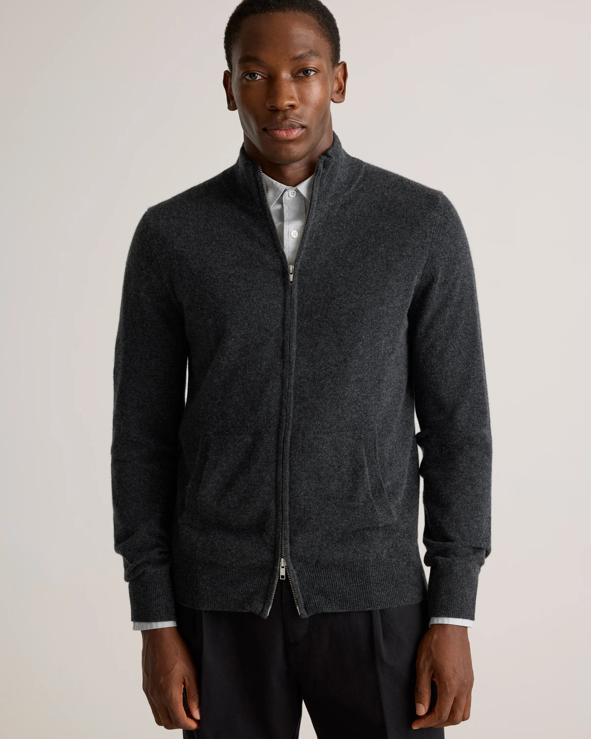 Mongolian Cashmere Full Zip Sweater - S / Teak