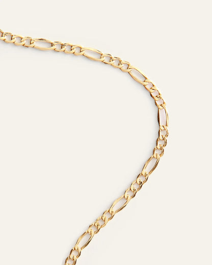 10K Gold Figaro Chain Necklace - 20" / Yellow Gold