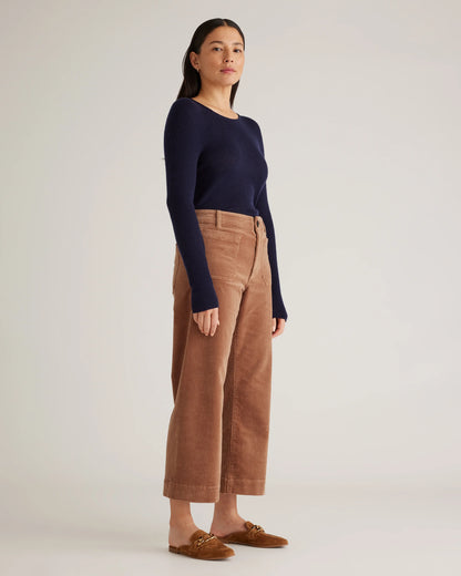 Featherweight Cashmere Ribbed Crewneck Sweater - XS / Charcoal