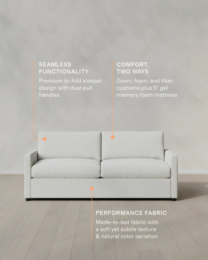 Brennan Sleeper Sofa in Performance Basketweave - Queen / Flax