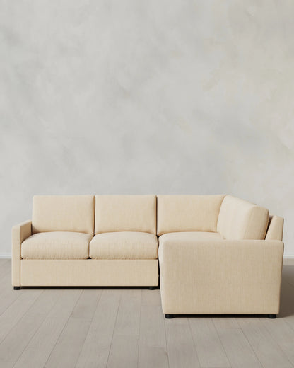 Brennan L Sectional in Performance Chenille Linen Blend - 99x99 / Snow