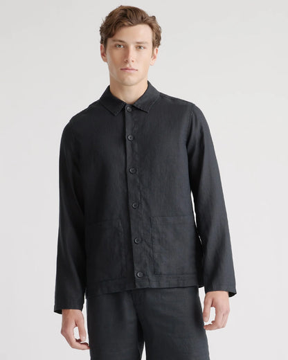100% European Linen Chore Jacket - S / Flax