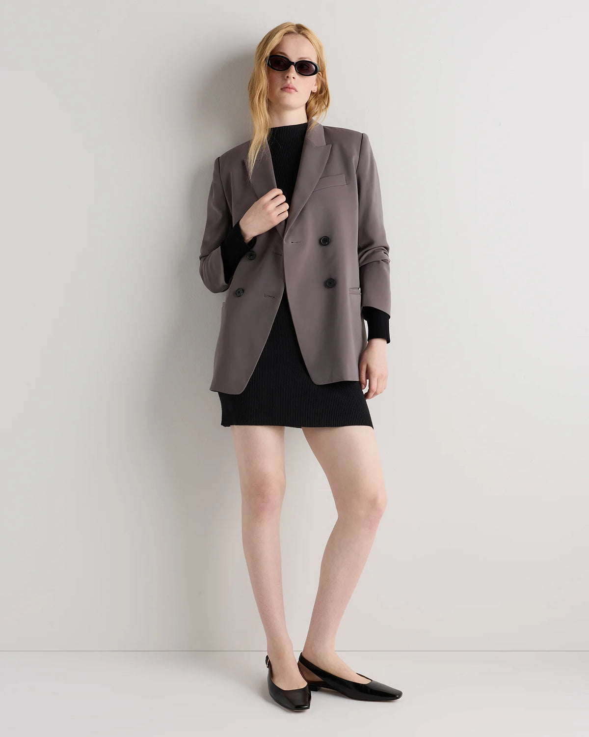 Cotton Cashmere Mock Neck Mini Dress - XS / Mocha Heather