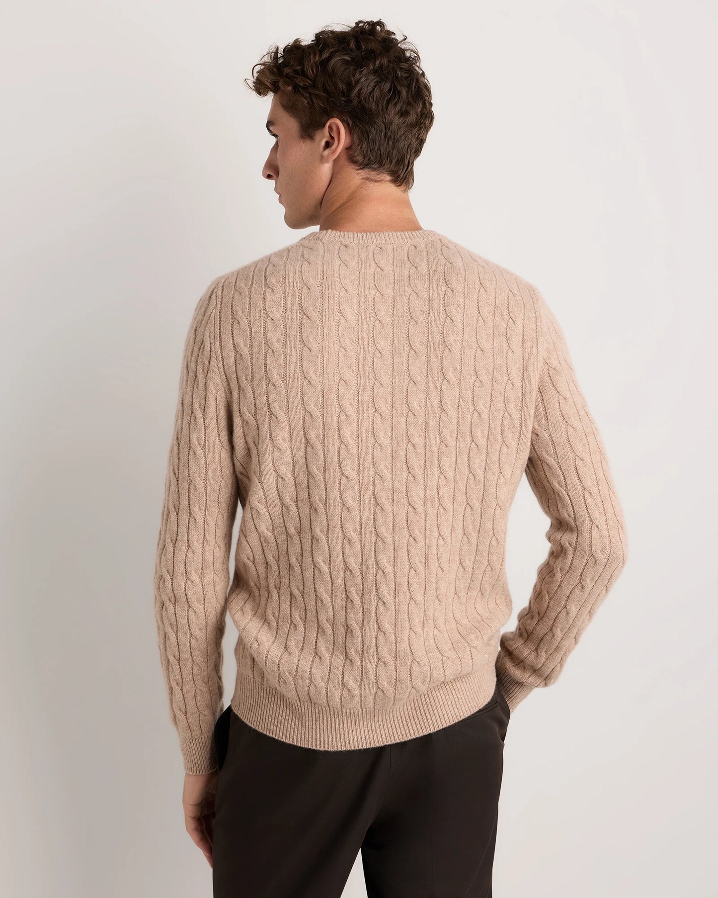 Mongolian Cashmere Classic Cable Crewneck Sweater - S / Teak