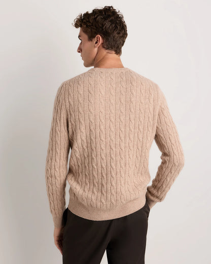 Mongolian Cashmere Classic Cable Crewneck Sweater - S / Teak