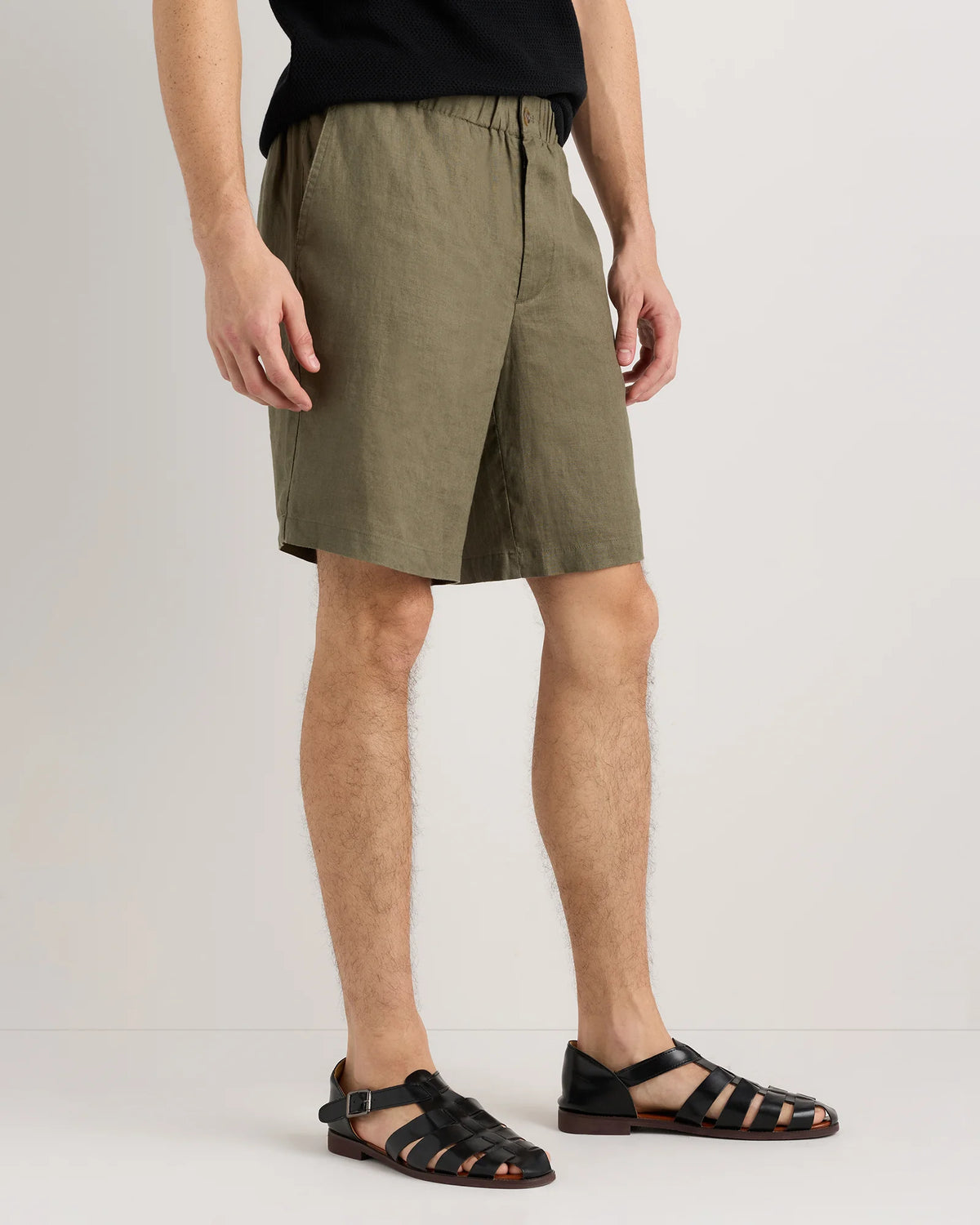 100% European Linen Shorts - 9" - S / Black