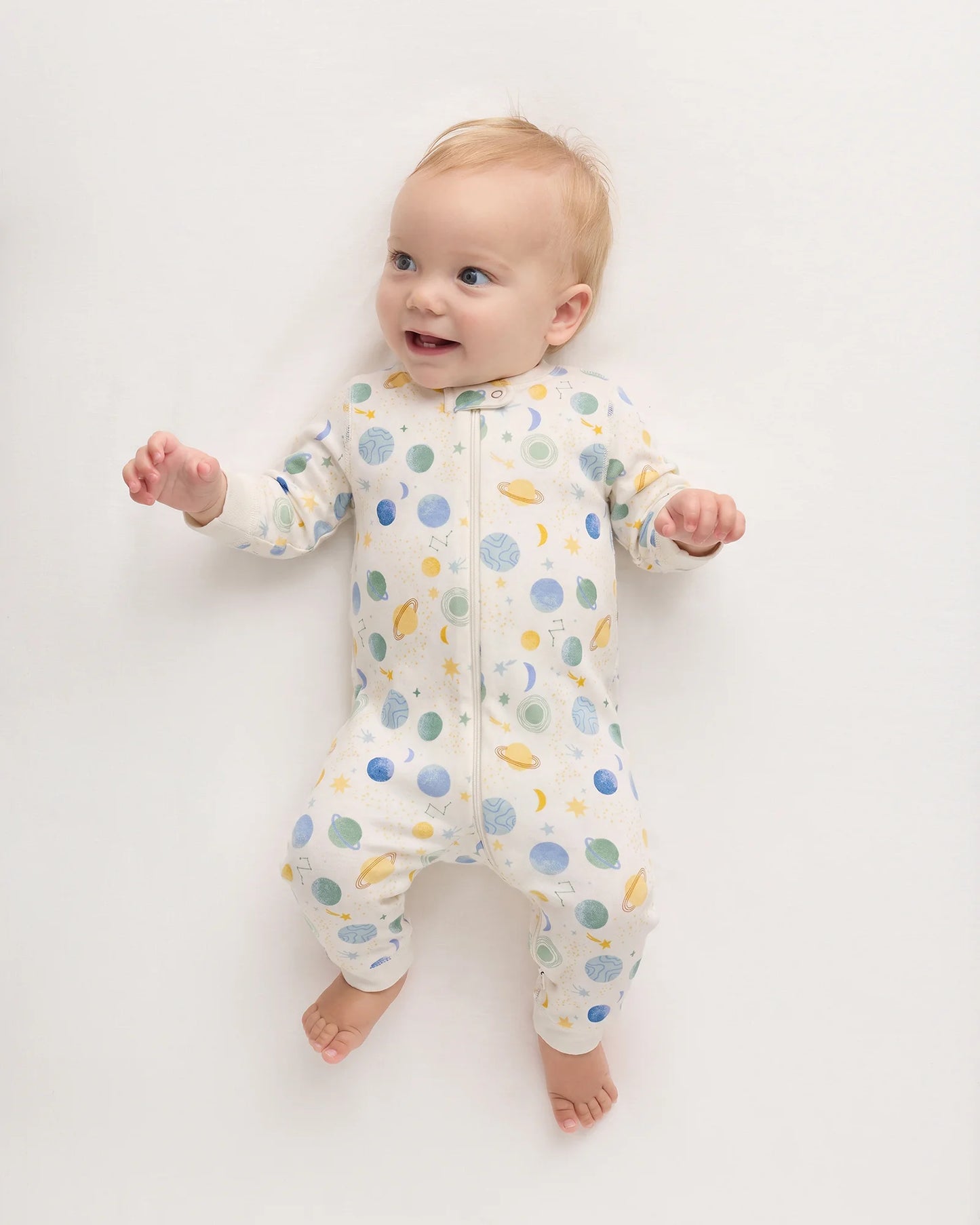 100% Organic Cotton One Piece Pajama - 0-3M / Navy Stripe