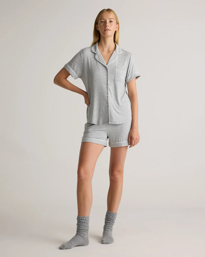 Bamboo Jersey Short Sleeve Pajama Set - XS / True Black