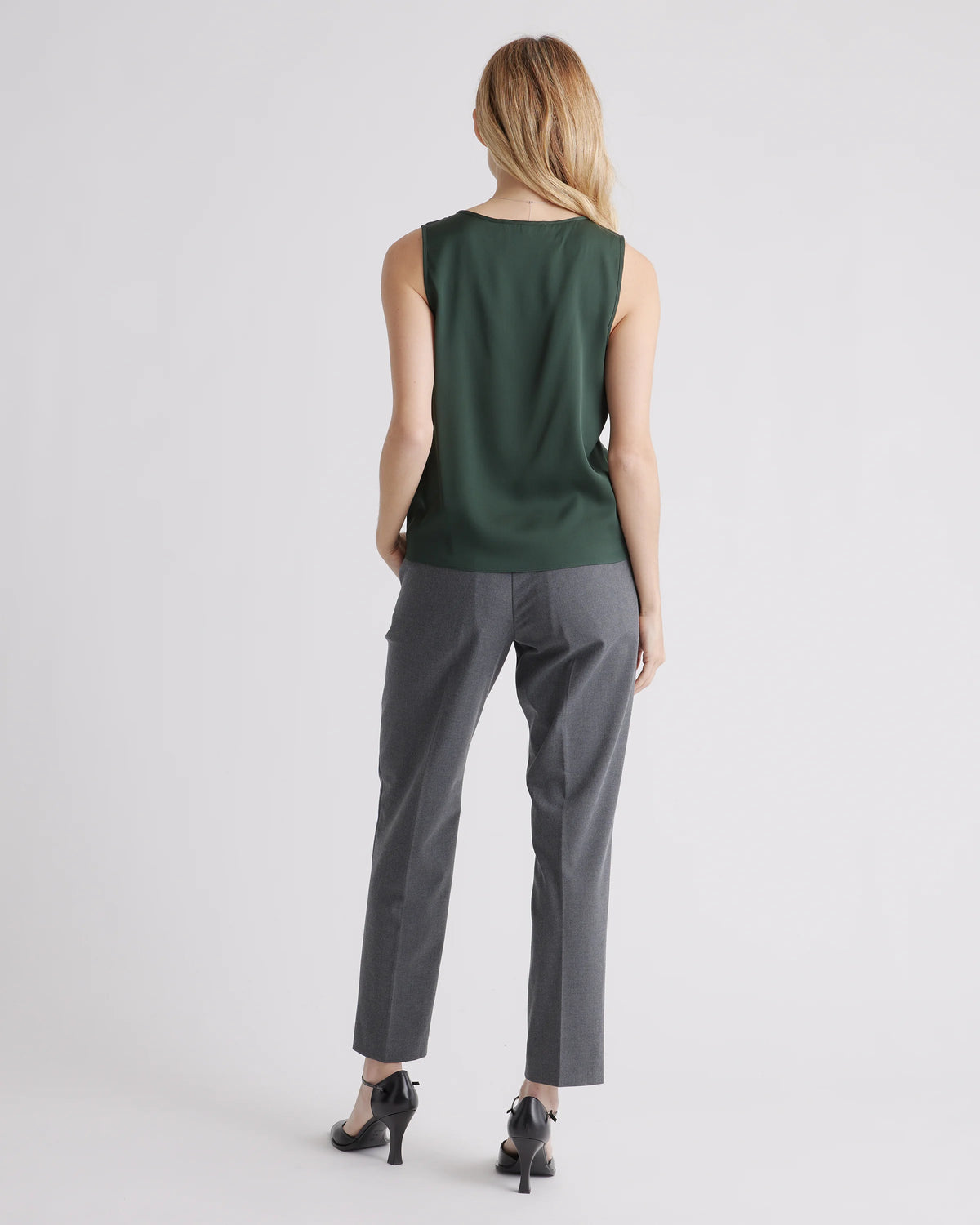 Washable Stretch Silk Tank - XS / Navy
