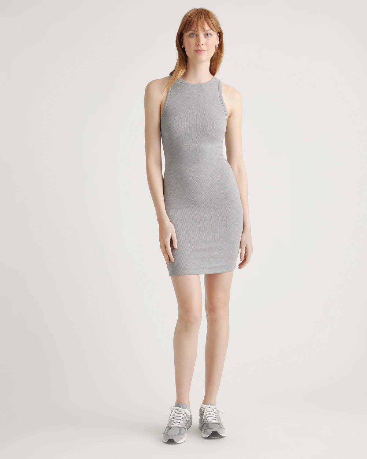 Tencel Rib Knit Sleeveless Mini Dress - XS / Heather Grey