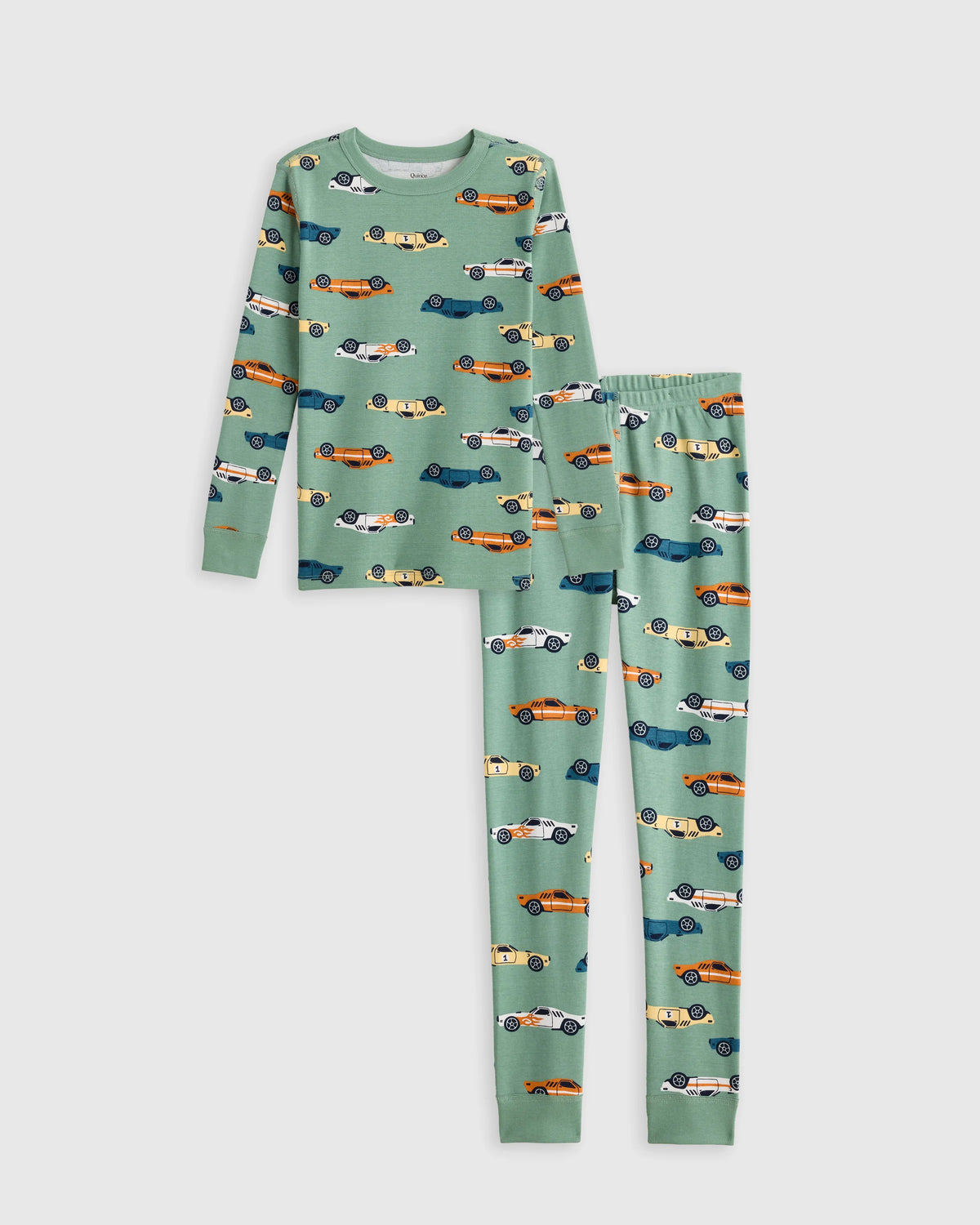 100% Organic Cotton Long Sleeve and Pant Pajama Set - 6 / Navy Stripe