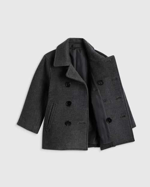 Boys Wool Cashmere Peacoat - 2T / Heather Charcoal