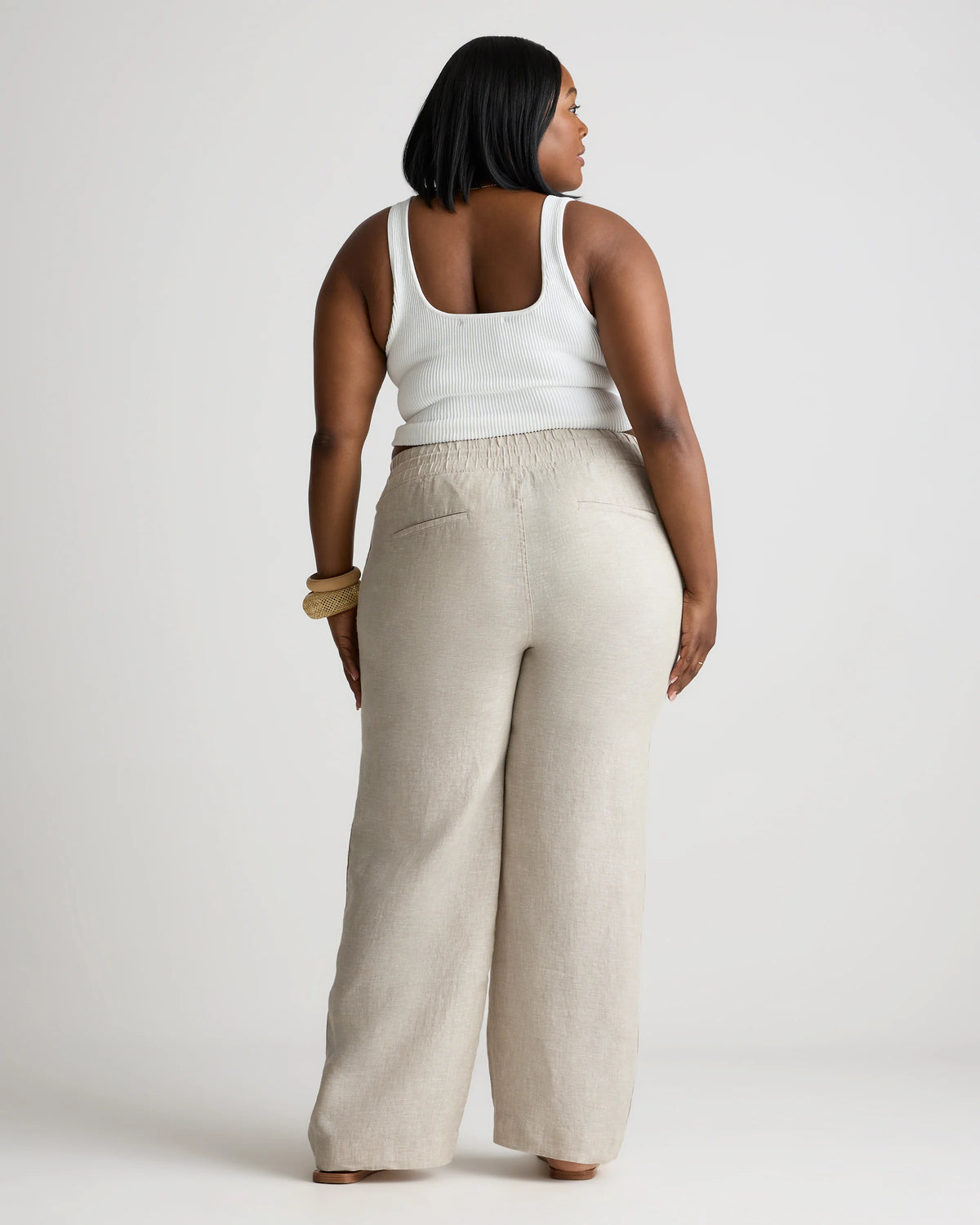 100% European Linen Wide Leg Pants - 1X / Black