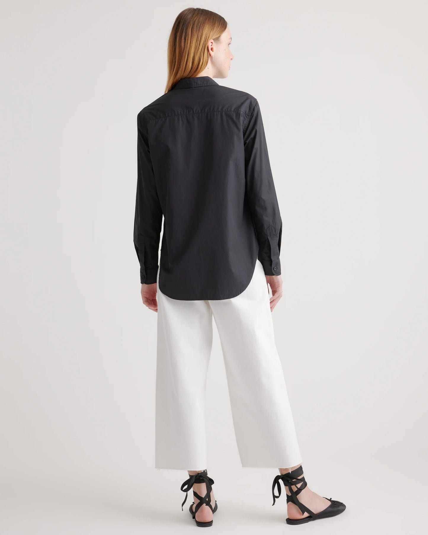 100% Organic Cotton Poplin Long Sleeve Shirt - XS / Delta Blue Double Stripe