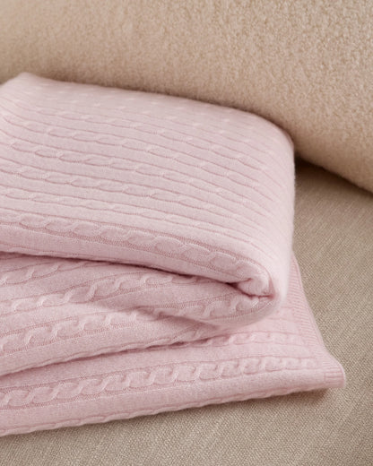Cable Knit Cashmere Throw - 50x70 / Limoncello