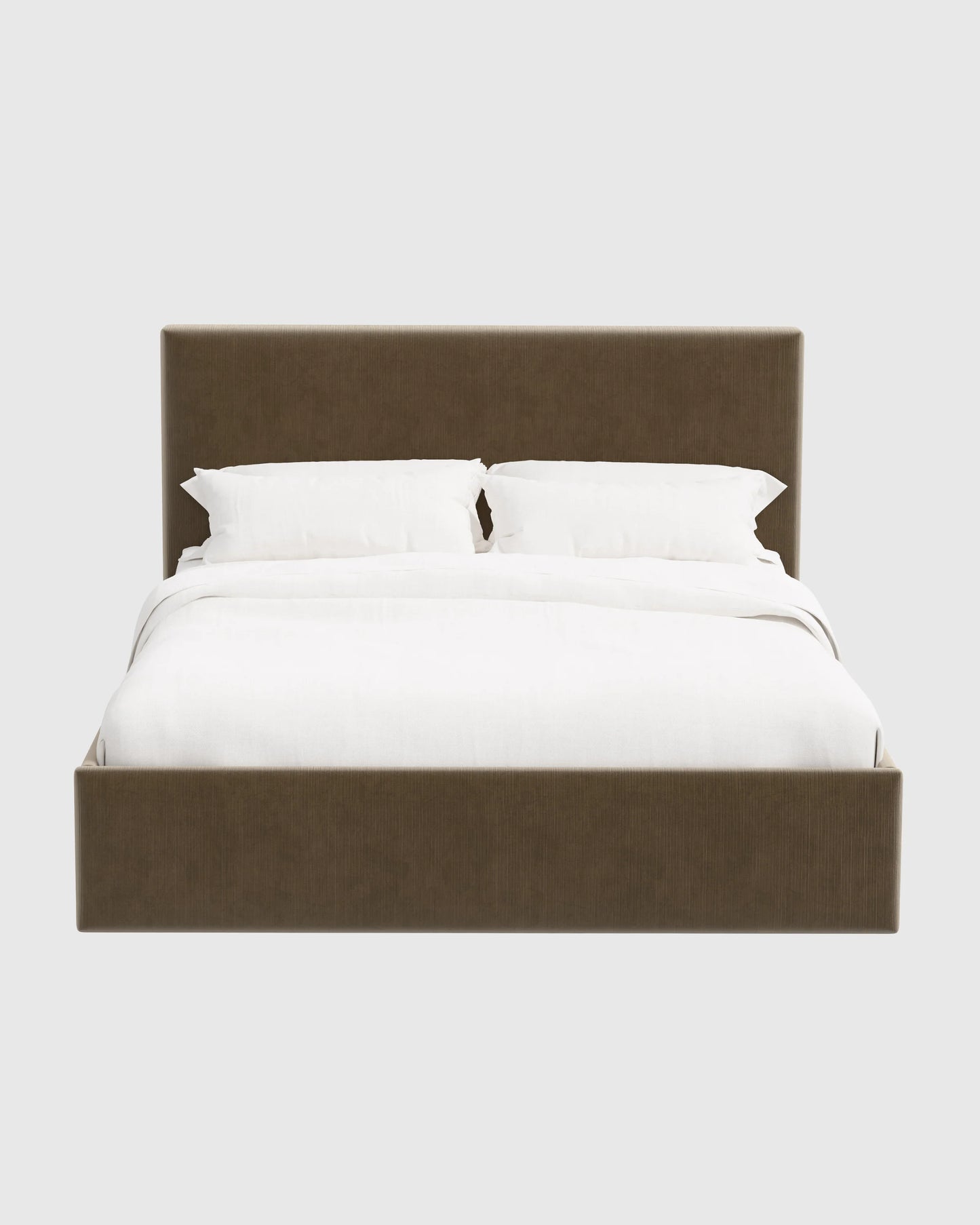 Square Bed in Performance Velvet - Full / Chocolate
