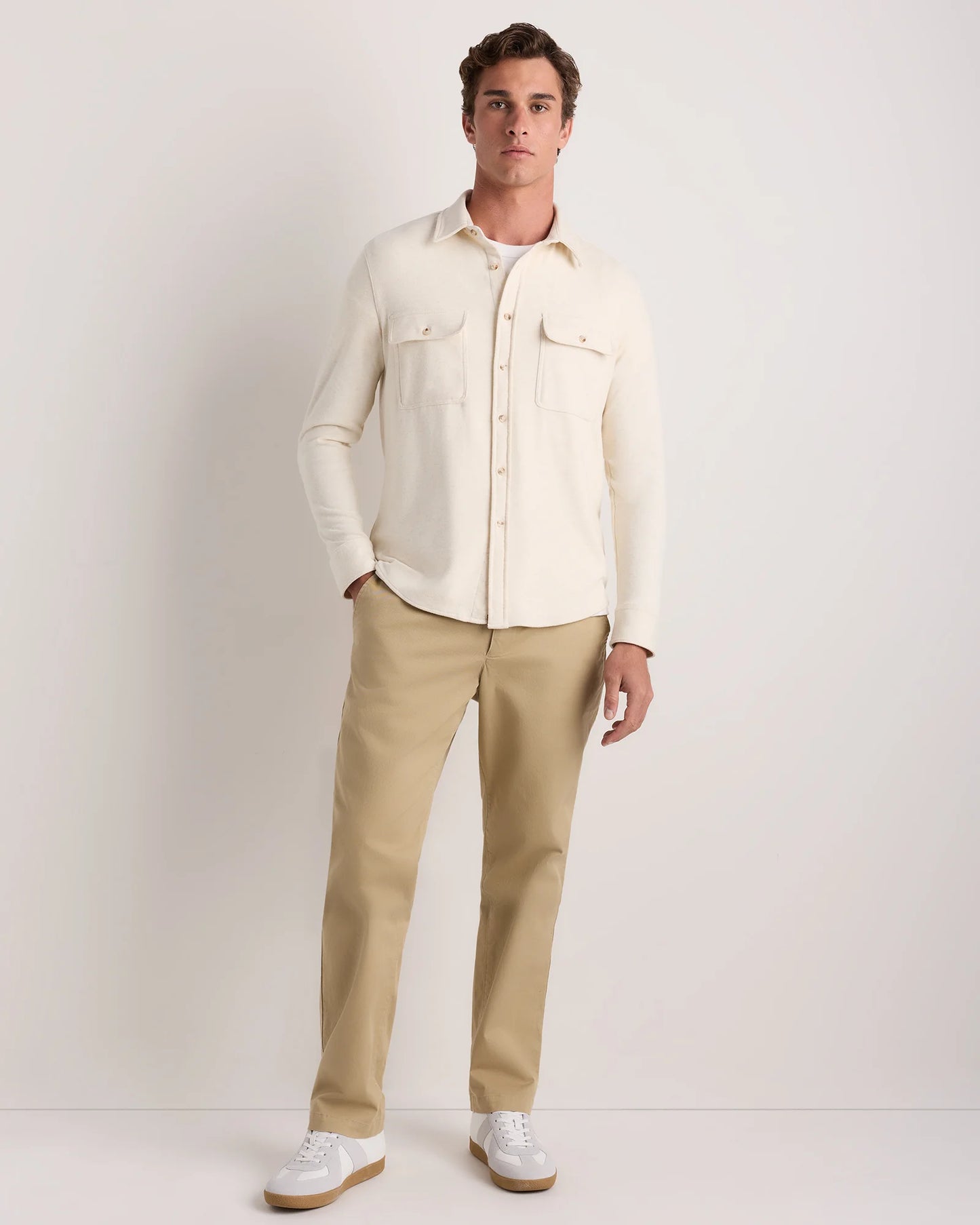 Stretch Sweater Fleece Shirt - S / Off-White