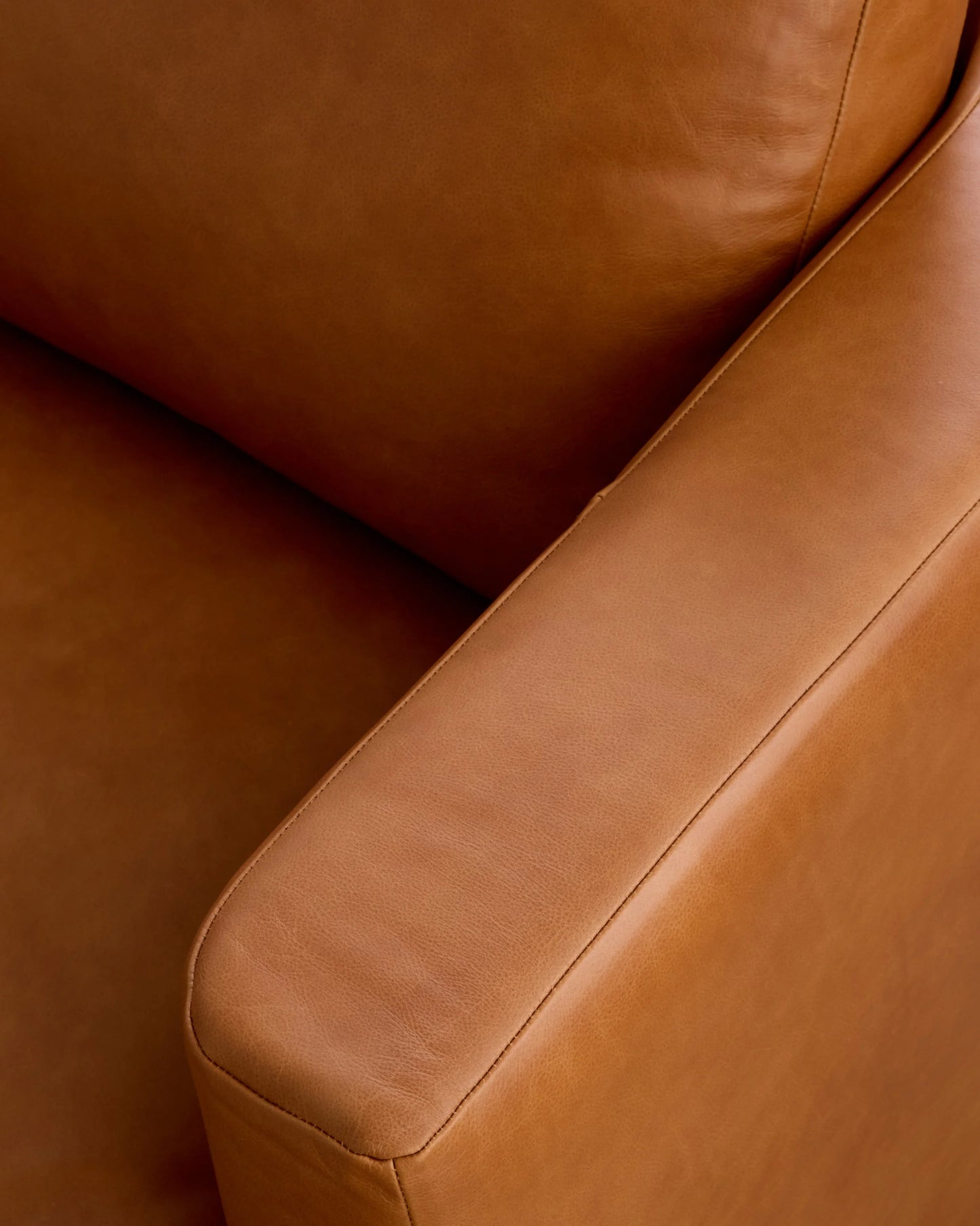 Sierra Curved Arm Chaise Sectional in Leather - Right Arm / Auburn