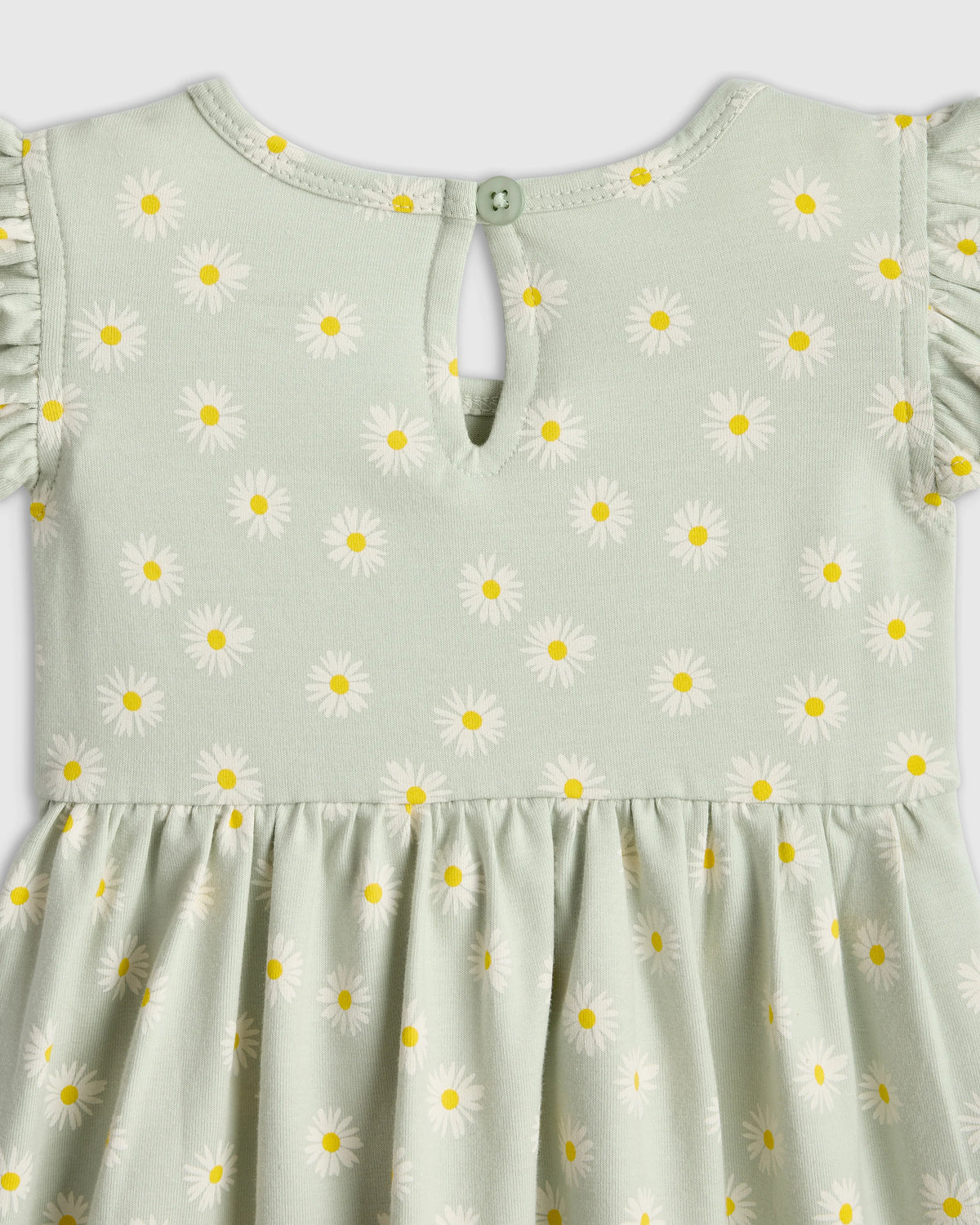 Organic Cotton Sleeveless Ruffle Dress - 2T / Aqua Daisy