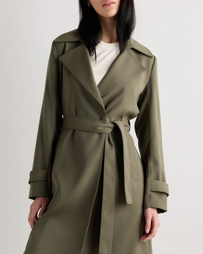 Stretch Crepe Trench Coat - XS / Olive