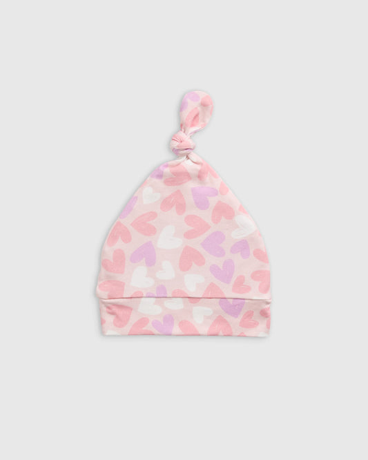 Bamboo Gown, Hat & Swaddle Layette Set - One Size / Lavender Hearts