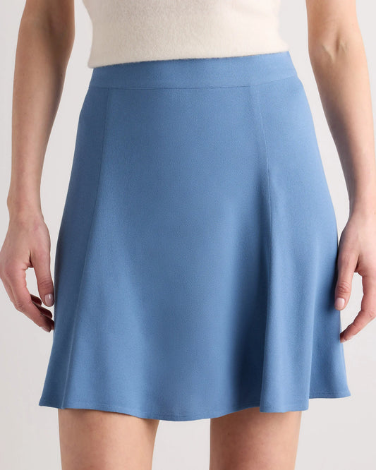 Lightweight Crepe A-Line Mini Skirt - XS / Moonstone Blue