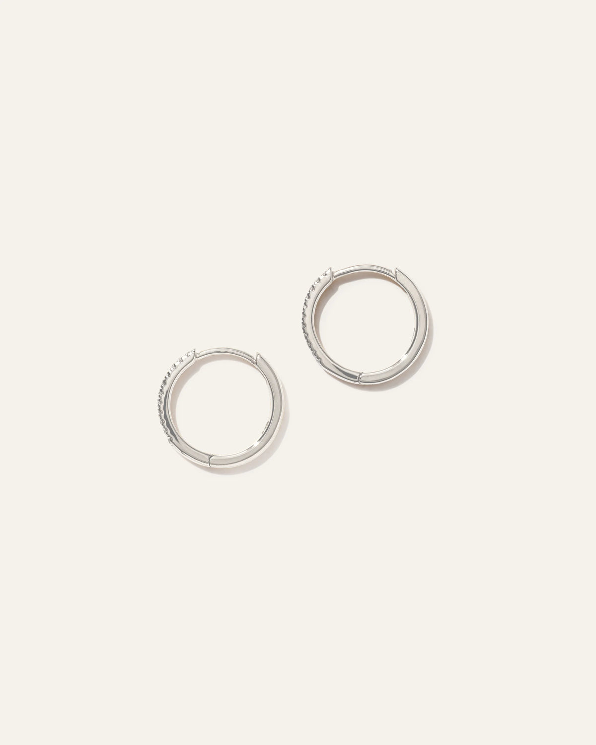 14K Gold Diamond Pave Hoops - One Size / Yellow Gold