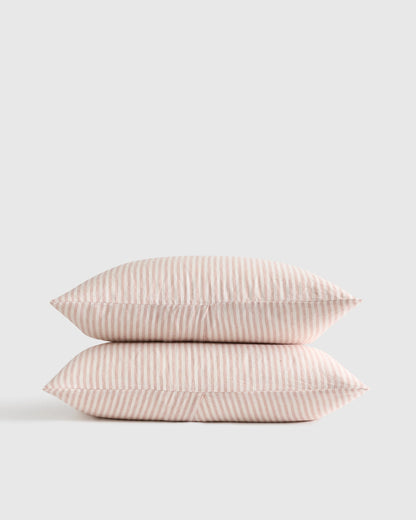 European Linen Stripe Sham Set - Standard / Natural/White Stripe