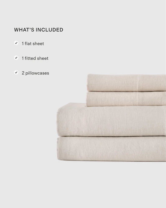 European Linen Sheet Set - Twin / Peach
