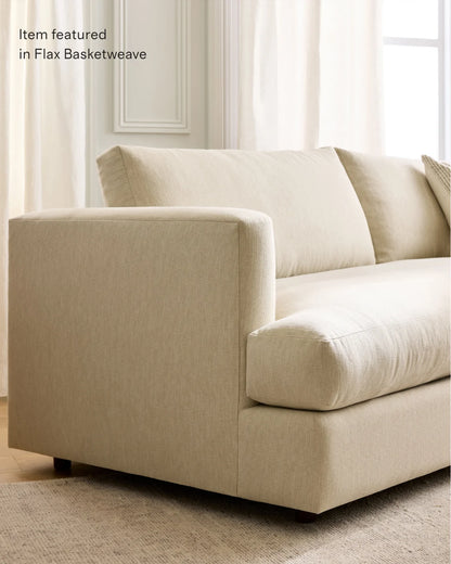 Sierra Curved Arm L Sectional in Performance Basketweave - Right Arm / Fog