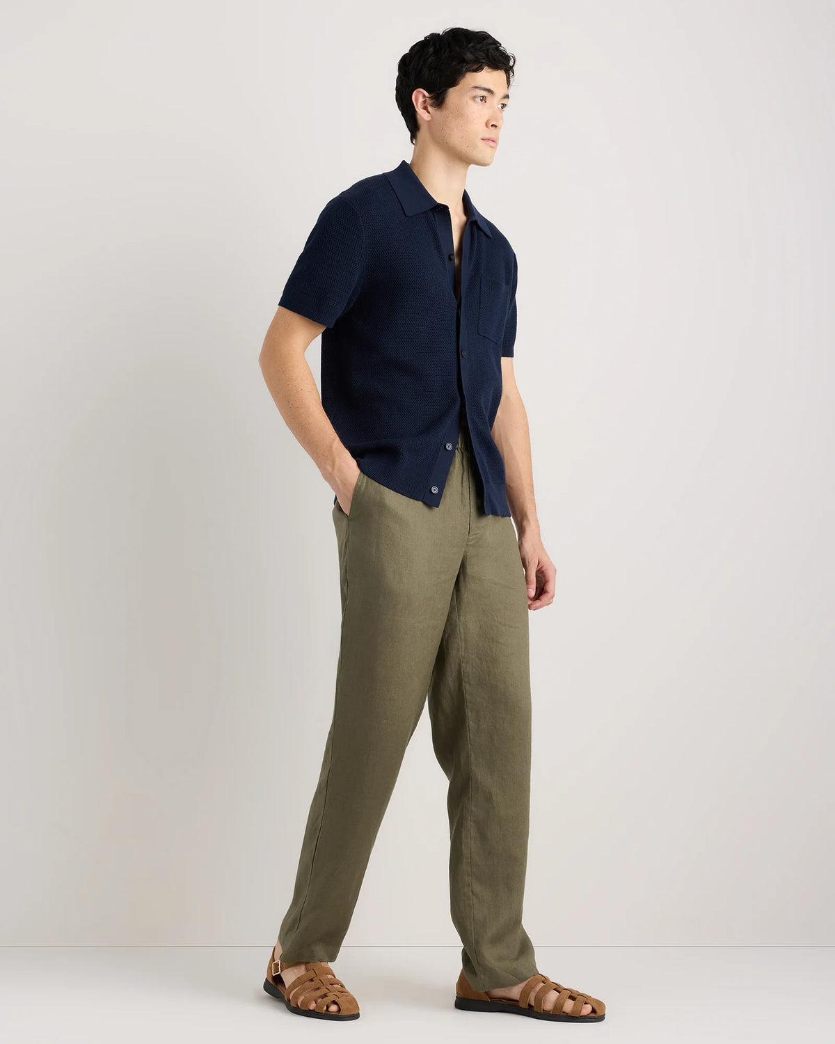 100% European Linen Pants - S / Bayberry Olive