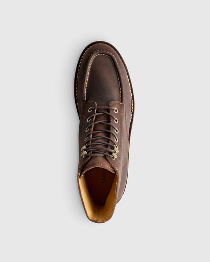 Crafted Leather Moc Toe Boot - 7 / Dark Chocolate