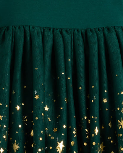 Shimmer Tulle Dress - 3-6M / Forest Green