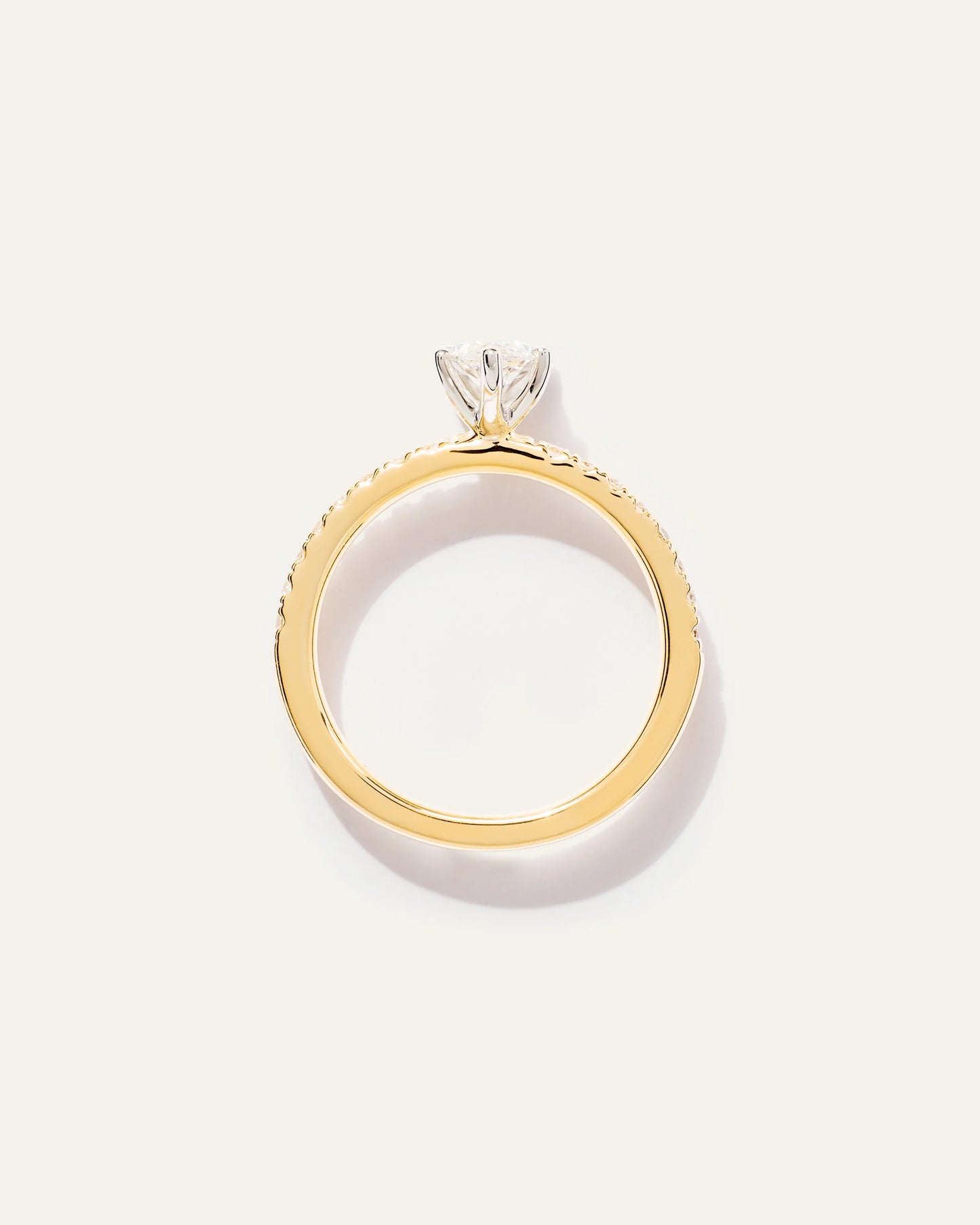 Lab Grown Diamond Marquise Petite Pave Engagement Ring - 1ct - 4 / Yellow Gold