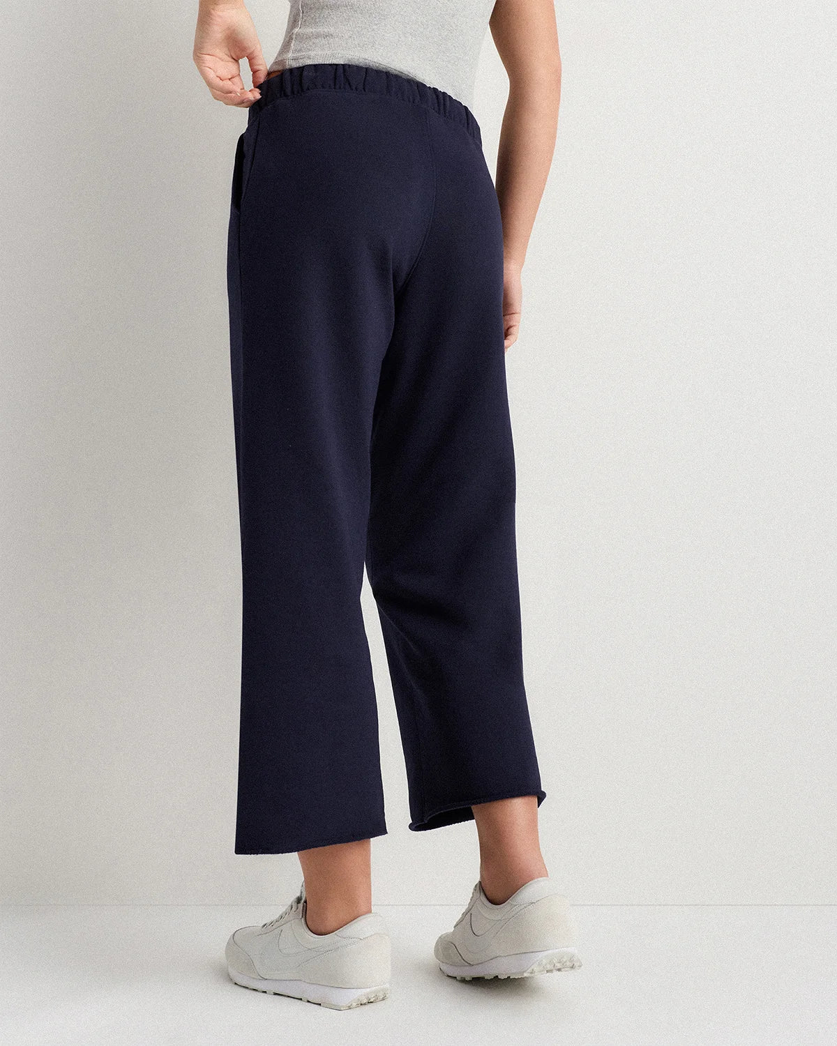 Organic French Terry Cropped Wide Leg Pants - XS / Ruby Red