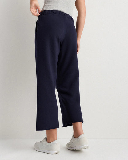 Organic French Terry Cropped Wide Leg Pants - XS / Ruby Red