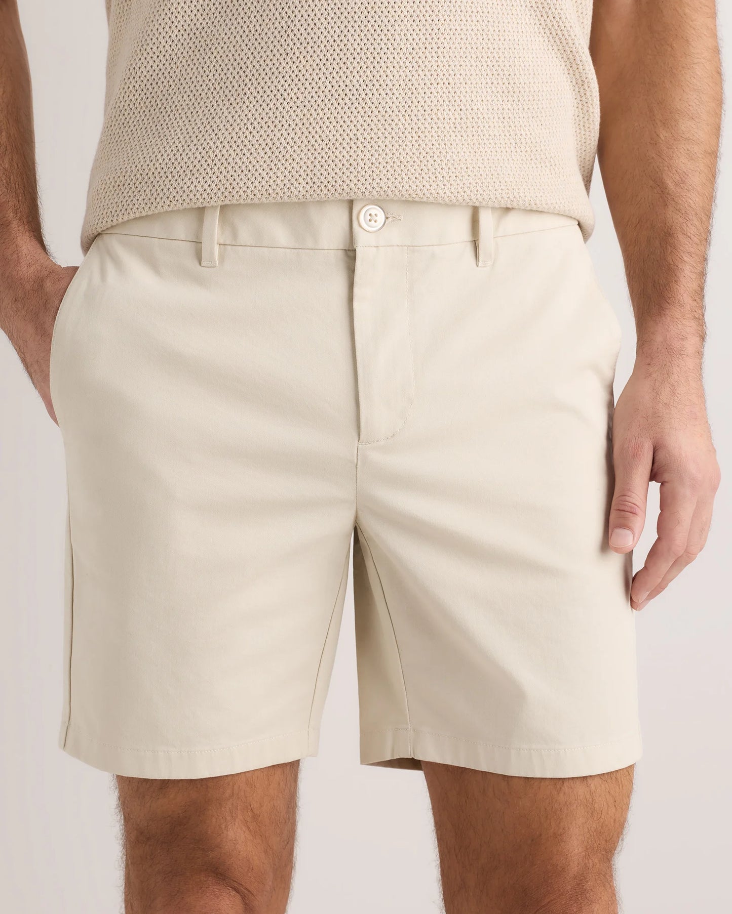 Organic Cotton Classic Stretch Chino Shorts - 7" - 30 / Stone