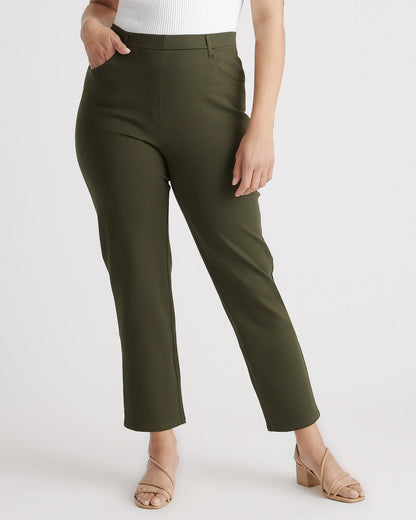 Ultra-Stretch Ponte Straight Leg 4-Pocket Pants - XS / Black