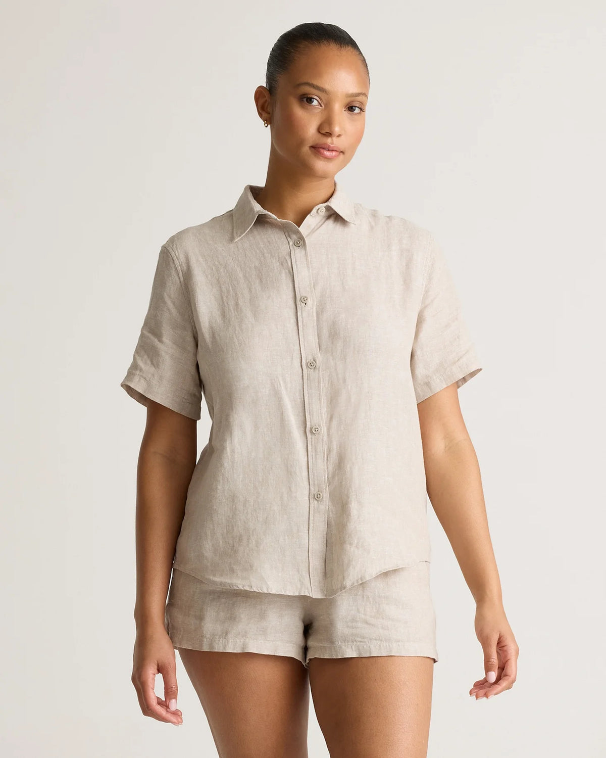 100% European Linen Shorts Pajama Set - XS / French Blue