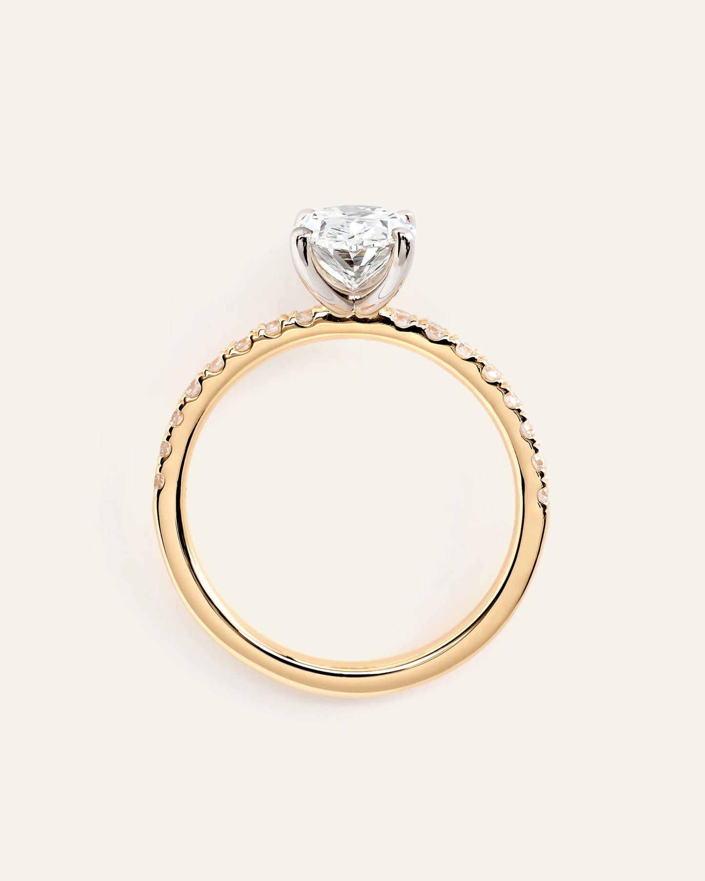 Lab Grown Diamond Oval Petite Pave Engagement Ring - 1.50ct - 4 / Yellow Gold