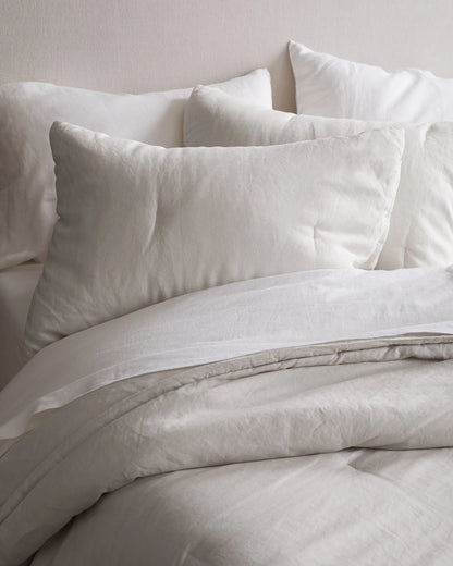 European Linen Essential Quilted Sham Set - Standard / Light Grey