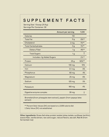 Grass-Fed Whey Protein Isolate - 30 Servings / Vanilla Bean