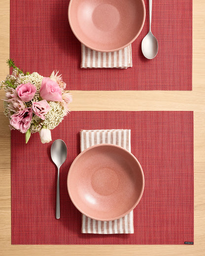 Mini Basketweave Easy-Care Rectangular Placemat, Set of 4 by Chilewich - One Size / Parchment