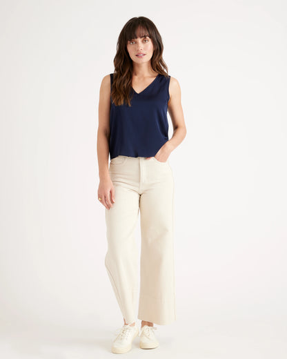 Washable Stretch Silk Tank - XS / Navy