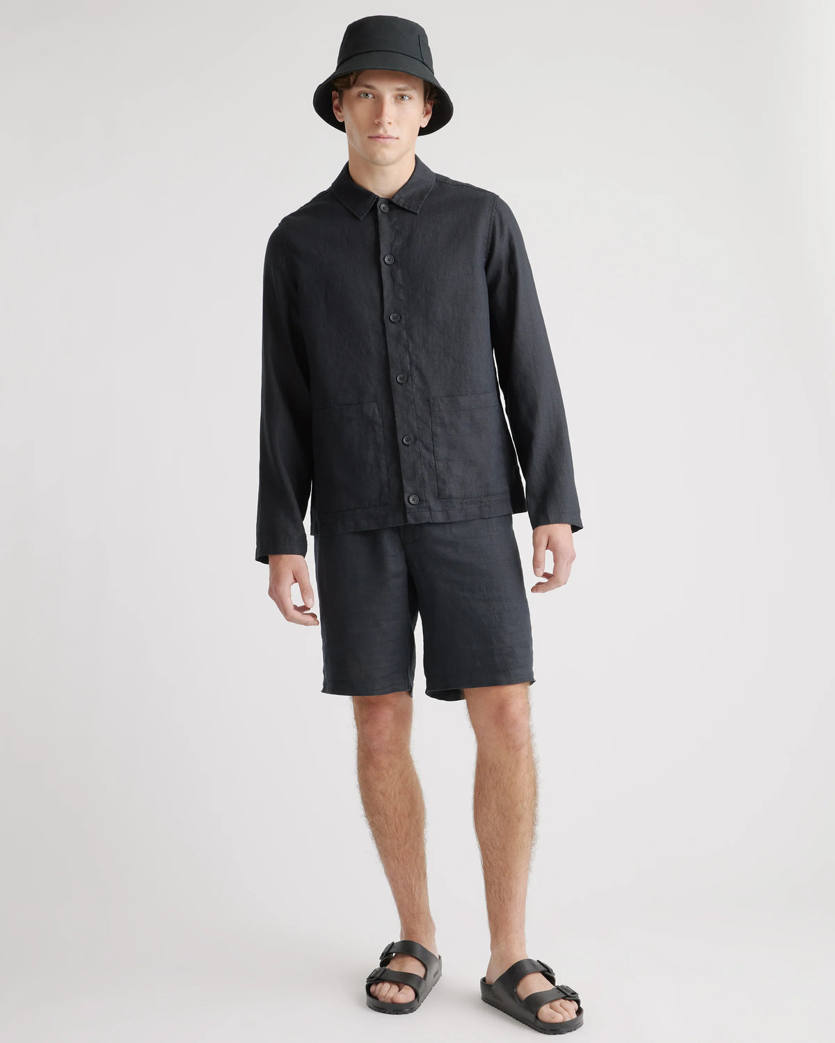 100% European Linen Chore Jacket - S / Flax