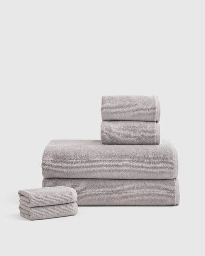 Turkish Ribbed Quick Dry Bath Sheet Bundle - One Size / Mineral