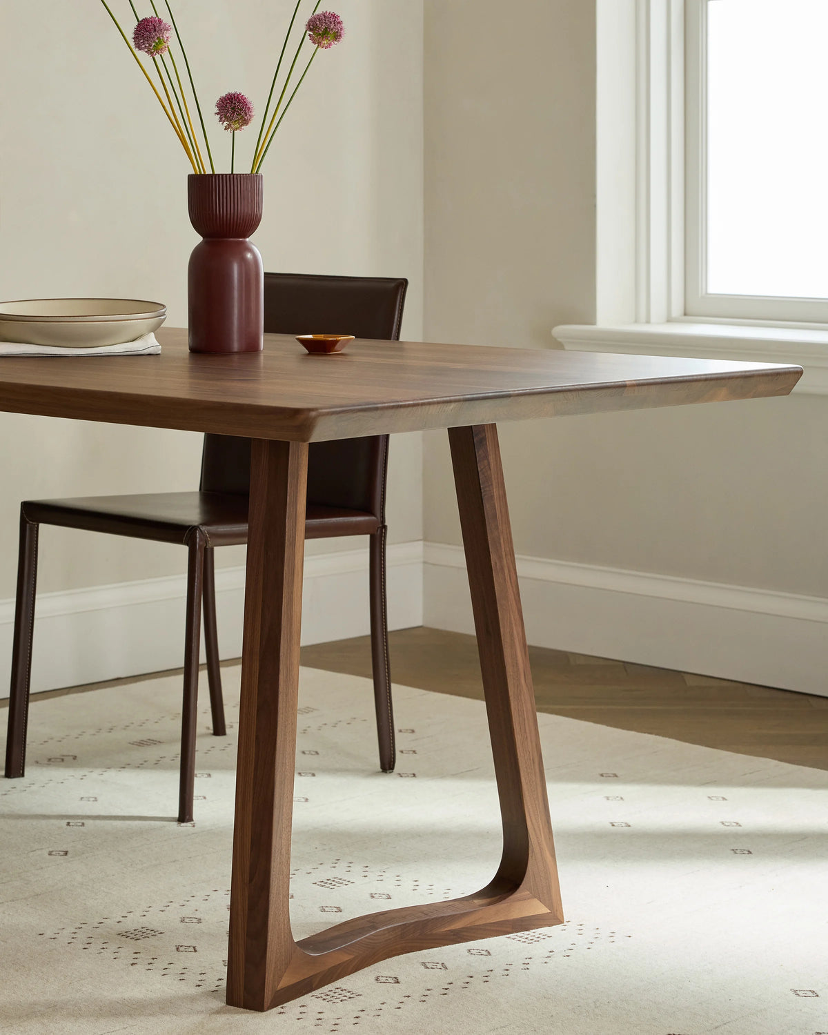 Solid Wood Midcentury Dining Table - One Size / Brown Walnut