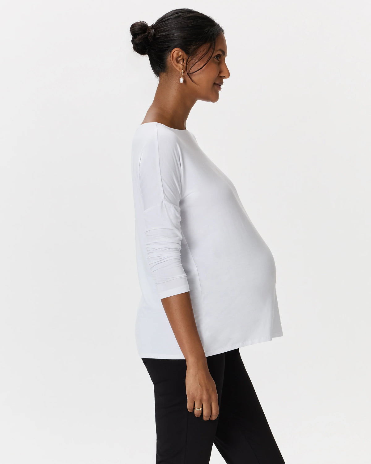Bamboo Jersey Maternity Long Sleeve Tee (2-pack) - XS / Wine Tasting Red/Nocturnal Green