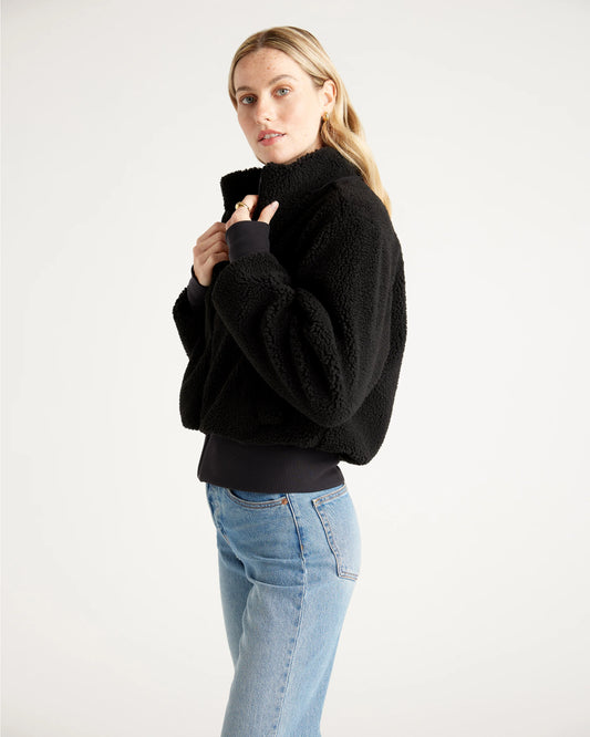 Hooded Sherpa Jacket - XS / Black