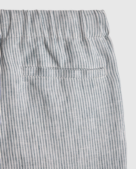 100% European Linen Pull-On Shorts - 6 / Blue Pinstripe